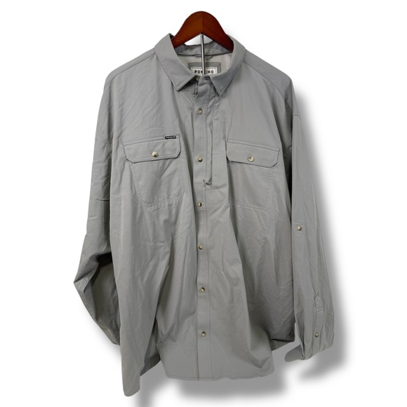 Poncho Other - Poncho Button Up Shirt Mens 2XL Fishing Outdoor Performance Magnetic Pocket Gray